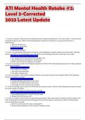 ATI Mental Health Retake #2:  Level 3-Corrected 2023 Latest Update 1. A nurse is caring for a client who has schizophrenia and is experiencing delusions. The client states, "I can feel worms  crawling through my vein. Which of the following types of de