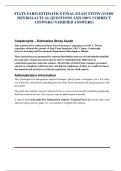 STATE FARM ESTIMATICS FINAL TEST VERSION B 2023/2024.ACTUAL QUESTIONS AND 100% CORRECT ANSWERS (VERIFIED ANSWERS)   Estimatics Test Version B – Answer Key 1.	The formula for determining the area of a trapezoid is: A.	½ Base x Height B.	[(Base1 + Base2) ÷ 