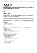 AQA AS HISTORY Religious conflict and the Church in England, c1529–c1570 Component 2D The break with Rome, c1529–1547 MAY 2023 QP