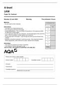 AQA A-level LAW 7162/3A Paper 3A Contract  QP AND MS 2023