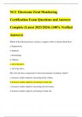 NCC Electronic Fetal Monitoring Certification Exam Questions and Answers Complete (Latest 2023/2024) (100% Verified  Answers)