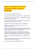 Alpha Phi Alpha Prep Exam  Questions With Answers |  VERIFIED