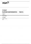 AQA A-level  FURTHER MATHEMATICS 7367/1  Paper 1  Mark scheme  June 2023  Version: 1.0 Final 