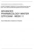 WALDEN UNIVERSITY NURS-6521N-14, Advanced Pharmacology Winter Qtr Exam - Week 11 2023 Exam Elaborations Questions with Answers Graded A ADVANCEDPHARMACOLOGY WINTERQTR EXAM - WEEK 11 Exam Elaborations Questions & Answers Latest Verified Review 2023 Practic