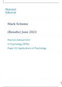 Pearson Edexcel GCE In Psychology 9PS0 Paper 02 Applications of Psychology Marking scheme June 2023