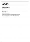 AQA AS GERMAN Paper 2 Writing Insert 7661-2-INS-German-AS-23May23