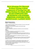 Davis Advantage For MaternalNewborn Nursing- Critical  Components of Nursing Care 4th  Edition Durham Test Bank| REAL  EXAM COMPLETE SET  QUESTIONS AND EXPERT  VERIFIED ANSWERS WITH  RATIONALES | LATEST NEW!! 