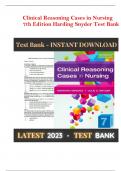 Clinical Reasoning Cases in Nursing 7th Edition Harding Snyder Test Bank