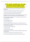 C787 Health and Wellness Through Nutritional Science WGU Exam Questions And Verified Answers