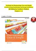 TEST BANK For Pharmacology Clear and Simple: 4th Edition A Guide to Drug Classifications and Dosage Calculations, by Watkins, All 21 Chapters Covered, Verified Latest Edition