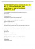 FUNDAMENTALS OF NURSING CH. 28 - INFECTION PREVENTION AND CONTROL-70 QUESTIONS AND ANSWERS