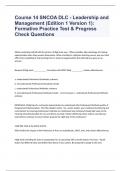 Course 14 SNCOA DLC - Leadership and Management (Edition 1 Version 1): Formative Practice Test & Progress Check Questions with verified correct answers 2023