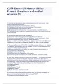 CLEP Exam - US History 1865 to Present - Questions and verified Answers (2)