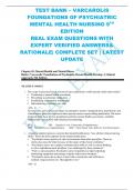 TEST BANK – VARCAROLIS  FOUNDATIONS OF PSYCHIATRIC  MENTAL HEALTH NURSING 9TH EDITION  REAL EXAM QUESTIONS WITH  EXPERT VERIFIED ANSWERS&  RATIONALE| COMPLETE SET | LATEST  UPDATE