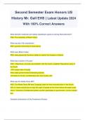 Second Semester Exam Honors US  History Mr. Gall EHS | Latest Update 2024 