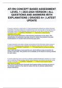 RN ATI CONCEPT BASED ASSESSMENT LEVEL 1 | 2023-2024 VERSION | ALL QUESTIONS AND ANSWERS WITH EXPLANATIONS | GRADED A+ | LATEST UPDATE