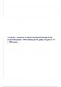 Test Bank - Success in Practical/Vocational Nursing: From Student to Leader, 8th, 9th, and 10th Edition by Knecht/Carroll | All Chapters