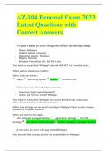 AZ-104 Renewal Exam 2023 Latest Questions with Correct Answers