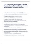 CPN - Growth & Development (Certified Pediatric Nurse Review) Study Questions and Answers (rated A+)