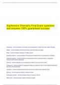 Sophomore Chemistry Final Exam questions and answers 100% guaranteed success.