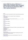 Idaho POST Academy 203 Exam 1 (Idaho POST Academy 2023 including the 12 Fatal Errors) Questions With 100% Solved Solutions.