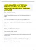 CLEP COLLEGE COMPOSITION CONVENTIONS OF STANDARD WRITTEN ENGLISH QUESTIONS AND ANSWERS 2024