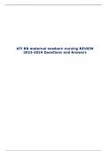 ATI RN maternal newborn nursing REVIEW 2023-2024 Questions and Answers