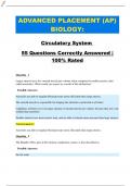 ADVANCED PLACEMENT (AP) BIOLOGY: Circulatory System 55 Questions Correctly Answered | 100% Rated