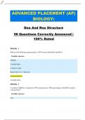 ADVANCED PLACEMENT (AP) BIOLOGY: Dna And Rna Structure 56 Questions Correctly Answered | 100% Rated