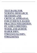 TEST BANK FOR NURSING RESEARCH METHODS AND CRITICAL APPRAISAL FOR EVIDENCE-BASED PRACTICE 9TH EDITION BY GERI LOBIONDO-WOOD, AND JUDITH HABER ISBN: 9780323431316 ISBN: 9780323447652