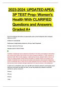 2023-2024  UPDATED APEA 3P TEST Prep- Women's Health With CLARIFIED Questions and Answers  Graded A+