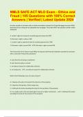 NMLS SAFE ACT MLO Exam - Ethics and Fraud | 105 Questions with 100% Correct Answers | Verified | Latest Update 2024 | 38 Pages