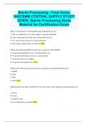 Sterile Processing - Final Exam,  IAHCSMM CENTRAL SUPPLY STUDY  GUIDE, Sterile Processing Study  Material for Certification Exam