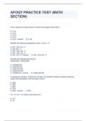 AFOQT PRACTICE TEST (MATH SECTION) QUESTIONS AND ANSWERS GRADED A+