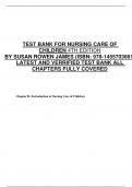 TEST BANK FOR NURSING CARE OF  CHILDREN 4TH EDITION BY SUSAN ROWEN JAMES (ISBN: 978-1455703661)  LATEST AND VERRIFIED TEST BANK ALL  CHAPTERS FULLY COVERED