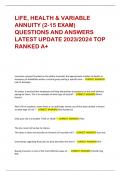 LIFE, HEALTH & VARIABLE  ANNUITY (2-15 EXAM)  QUESTIONS AND ANSWERS  LATEST UPDATE 2023/2024 TOP  RANKED A+