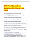 BRM Final Exam Prep  Questions Well Answered  100