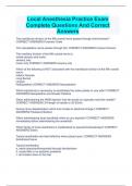 Local Anesthesia Practice Exam Complete Questions And Correct Answers