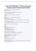 Nurs 5433 Module 7--Valve disorders Study Guide Graded A 2023-2024