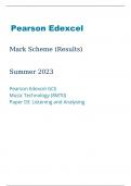 Pearson Edexcel GCE Music Technology 8MT0 Paper 03 Listening and analyzing marking scheme June 2023