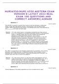 NURS6550/NURS 6550 MIDTERM EXAM VERSION B LATEST 2023 REAL EXAM 100 QUESTIONS AND CORRECT ANSWERS|AGRADE • Question 1 The AGACNP is caring for a patient who is quite ill and has developed, among other things, a large right sided pleural effusion. Thoracen