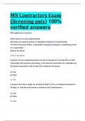 BEST REVIEW MN Contractors Exam (licensing quiz) 100%  verified answers