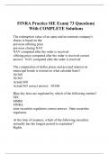 FINRA Practice SIE Exam 73 Questions With COMPLETE Solutions