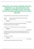 ADVANCED PATHOPHYSIOLOGY REAL EXAM 60 QUESTIONS AND ANSWERS |RATED A+| What is a protective and complex phenomenon composed of sensory experiences (time, space, intensity), emotion, cognition, and motivation? - ---CORRECT ANSWER--- Pain Portion of the ner