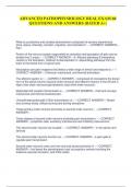 ADVANCED PATHOPHYSIOLOGY REAL EXAM 60 QUESTIONS AND ANSWERS |RATED A+| What is a protective and complex phenomenon composed of sensory experiences (time, space, intensity), emotion, cognition, and motivation? - ---CORRECT ANSWER--- Pain Portion of the ner