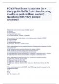 PCM3 Final Exam (study luke Qs + study guide Qs/Qs from class focusing mostly on post-midterm content) Questions With 100% Correct Answers!!