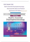 Stahl's Essential Psychopharmacology: Neuroscientific Basis and Practical Applications 5th Edition |TEST BANK |PERFECT SOLUTION