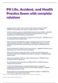 PSI Life, Accident, and Health  Practice Exam with complete  solutions