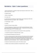 Geriatrics - Quiz 1 class questions