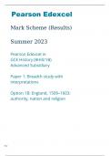 Edexcel AS History 8HI0/1B Mark Scheme June2023.